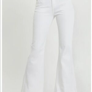 White Flare Wide Leg Jeans High-Rise